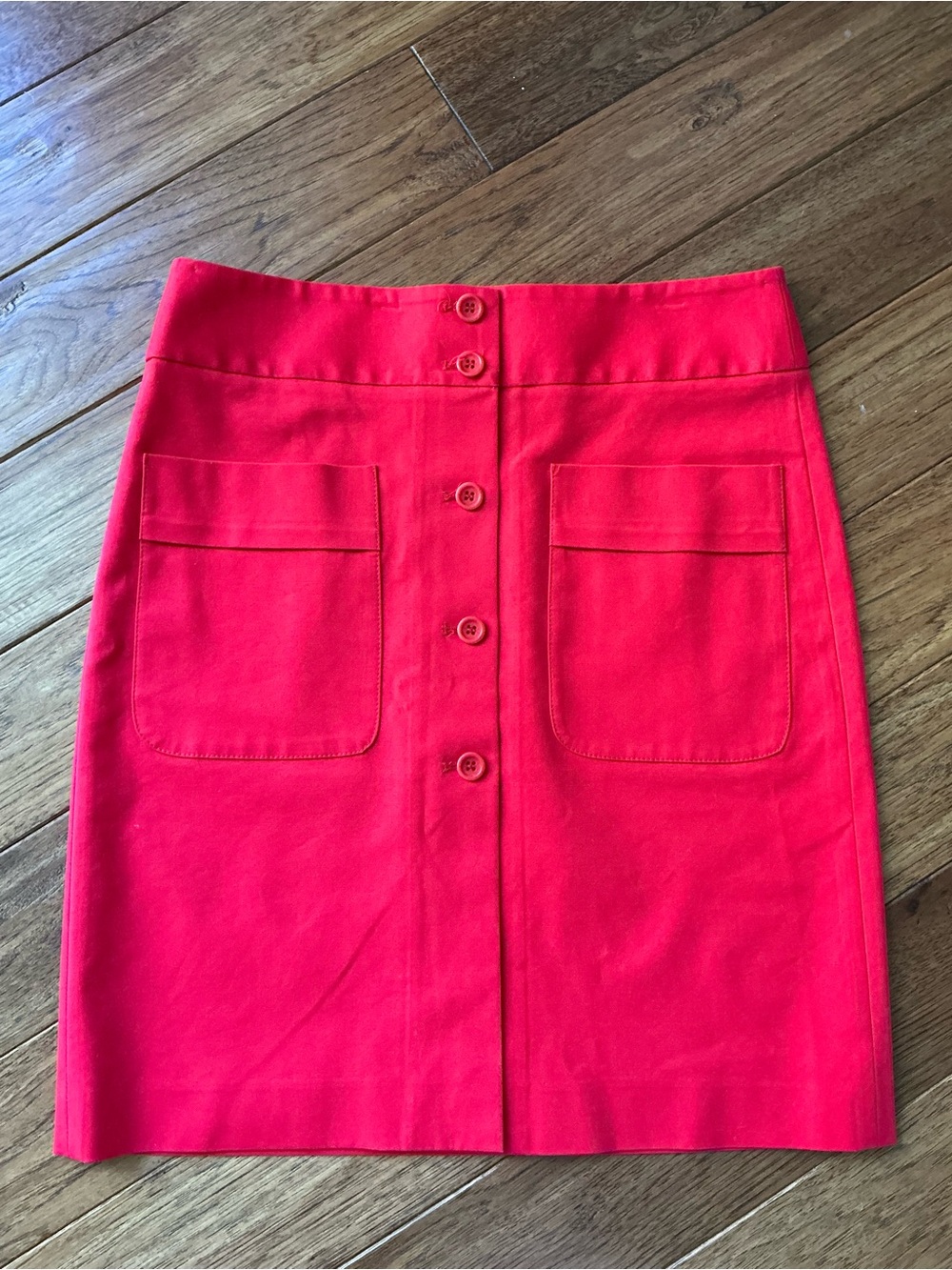Theory Red Cotton Skirt, Front Pockets, size 4